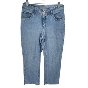 Riders By Lee Womens Tapered Jeans Flower Embroidered Light Wash Blue Size 10P